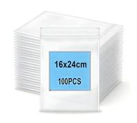 Amyu 100Pcs Resealable Plastic Bags, 16x24cm Ziplock Bags, Clear Seal Bags for Packaging & Storage, Small Sealable Bags, Grip Seal Baggies for Clothes, Food, Collectibles