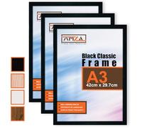 AMZA A3 Black Picture Frame - Premium MDF Frame for Photos & Posters - Ideal for Wall Mounting or Tabletop Display - Sleek & Durable Design - (70 x 50 cm)