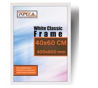 AMZA Picture Frame, 40x60 cm, Elegant for Photo, Poster, and Wall Mounting, Photo Frames Made with Premium Quality MDF, Available in All Standard & Non-Standard Sizes (White, 40x60 cm)