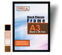 AMZA Picture Frames - Premium Photo and Poster Frames Perfect for Wall Mounting or Tabletop Display. (Black, A3)