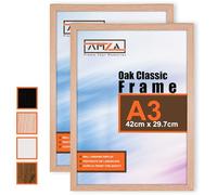 AMZA Picture Frames - Premium Photo and Poster Frames Perfect for Wall Mounting or Tabletop Display. (Oak, A3 x 2)