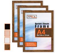 AMZA Picture Frames - Premium Photo and Poster Frames Perfect for Wall Mounting or Tabletop Display. (Rustick, A4 x 3)
