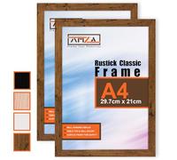 AMZA Picture Frames - Premium Photo and Poster Frames Perfect for Wall Mounting or Tabletop Display. (Rustick, A4 x 2)