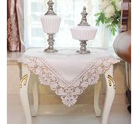 AMZALI Square Tablecloth - Stain Resistant Spillproof Flower Embroidered Lace Tablecloths Washable Table Cloth for Dining Room Kitchen Home Decor (Square, 33 X 33 inch)