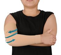 AMZAM® Medical Compression Arm Sleeve for Women & Men, 15-20 mmHg Graduated Compression Brace with Silicone Band for Pain Relief, Lymphedema, Edema, Swelling, Arthritis, Beige 2XL