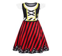 AmzBarley Girls Nightdress Girls' Nighties Kids Pirate Night Dress Nightgown Nightie Sleepclothes Pajamas Nightclothes Nighty Red 9-10 Years 150