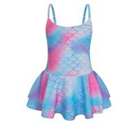 AmzBarley Girls Swimming Costume Girls Kids Swimsuit Mermaid One Piece Swimwear Skirt Leotard Children Swim Wear Bathing Suit Beachwear Blue Pink Age 5-6 Years 120