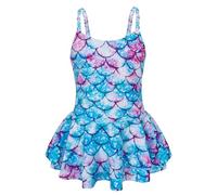 AmzBarley Mermaid Swimming Costume Girls One Piece Swimsuit Little Kids Fish Scale Swimwear Skirt Children Swim Wear Bathing Suit Beachwear Blue Age 3-4 Years 110