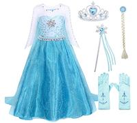 AmzBarley Princess Costumes for Girls Themed Party Dressing up Clothes Snow Queen Costume Kids Cosplay World Book Day Fancy Dress up Age 5 6 Years 120