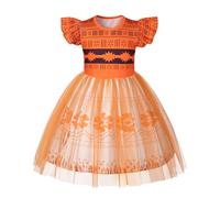 AmzBarley Princess Dress up Costumes for Girls Halloween Costume Kids Birthday Party Cosplay World Book Day Fancy Dress Clothes Orange Age 5-6 Years 120