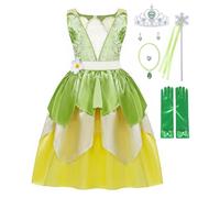 AmzBarley Princess Frog Costumes Fancy Dress up for Girls Kids Birthday Themed Party Cosplay World Book Day Dressing up Clothes Green Age 5-6 Years 120