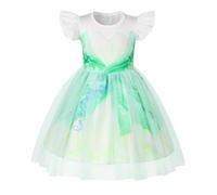 AmzBarley Princess Frog Dress up Costumes for Girls Halloween Costume Kids Birthday Party Cosplay World Book Day Fairy Fancy Dress Clothes Green Age 8-9 Years 140
