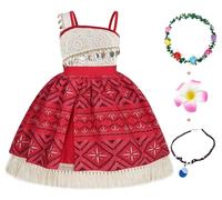 AmzBarley Princess Ocean Dress up Costumes for Girls Halloween Costume Kids Birthday Party World Book Day Cosplay Fancy Dress Red Age 7-8 Years 130