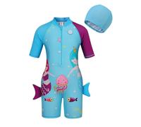 AmzBarley UV Sun Protection Swimming Costume Kids Girls Mermaid Swimsuit Childs Rash Guard Swimwear Bathing Suit Holiday Travel Swim Outfit Blue 5-6 Years 6