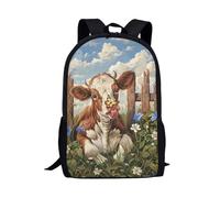 Amzbeauty 17" Girls School Bag School Backpack Cute Cartoon Highland Cow Animal Print Backpack for School,Back to School Gift