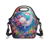 Amzbeauty Adult Lunch Bag Crossbody Cooler Bag Adjustable Shoulder Strap Thermal Lunch Tote Men Women School Beach Camping Travel Axolotl Cute Print