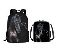 Amzbeauty Animal Horse Kids School Bag Sets Backpack Lunch Bag for Boy Girl