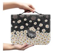 Amzbeauty Art Bible Cover Case Colorful Book Sleeve Protector Pouch for Notebook Novel Faux Leather Large Size Daisy Cat Print