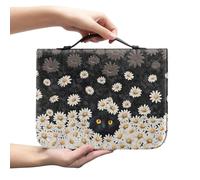 Amzbeauty Art Bible Cover Case Colorful Book Sleeve Protector Pouch for Notebook Novel Faux Leather Large Size Full Daisy Cat Print