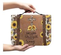 Amzbeauty Art Bible Cover Case Colorful Book Sleeve Protector Pouch for Notebook Novel Faux Leather Large Size Cross Sunflower Print