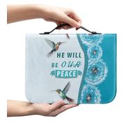 Amzbeauty Bible Cover Bible Covers with Handle PU Leather with Zipper Waterproof Case Carry Bag Vintage Large Dandelion Print He Will Be Our Peace