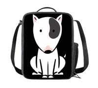 Amzbeauty Bull Terrier Dog Print Cute Lunch Tote for Girls Boys Elementary Middle School Lunch Bag with Water Bottle Holder