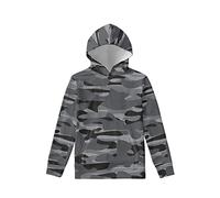 Amzbeauty Camouflage Long Sleeve Tops Shirt Unisex Slouchy Realistic Shirt Slip Fit Soft Children Hood Hoody Grey
