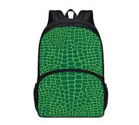 Amzbeauty Cartoon Print Crocodile Skin Backpack for Kids Girls Boys Elementary Middle School Bookbag (Green)