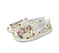 Amzbeauty Casual Women Slip On Sneakers Breathable Mesh Upper EVA Bottom Lightweight Comfort Perfect for Leisure Daily Outings Meerkat Print