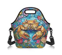Amzbeauty Cool Lunch Bag Women Men Adjustable Shoulder Strap Portable Lunch Box Tote Bags Work Boys Girls School Picnic Travel Crab Print