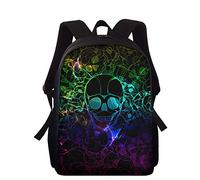 Amzbeauty Cool Skull Print Backpack Kids Boys School Book Bag 15 Inch Daypack Fit for Preschool, Kindergarten and Elementary School