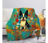 Amzbeauty Couch Blanket for Bed Living Room Cozy Soft Sofa Throws Blanket for Fall Winter Boston Terrier Print
