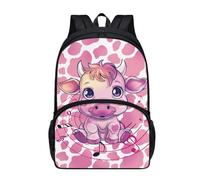 Amzbeauty Cute Animal Highland Cow Print Backpacks for Girls Boys Large Capacity School Backpacks for School Bookbags,Pink