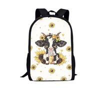 Amzbeauty Cute Cartoon School Bag Sunflower Backpack 17 Inch Highland Cow Backpack Kawaii Schoolbags for Kids Girls