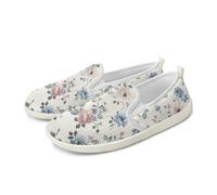 Amzbeauty Flat Mesh Shoes Women Slip On Walking Shoes Lightweight Mesh Running Sneaker Casual Breathable Watercolor Roses Print