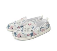 Amzbeauty Flat Mesh Shoes Women Slip On Walking Shoes Lightweight Mesh Running Sneaker Casual Breathable Roses Watercolor Print
