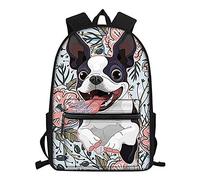 Amzbeauty Funny Boston Terrier Backpack Fashion Novelty School Bookbags Casual Travel Daypack for Teen/Kids/Boys/Girls