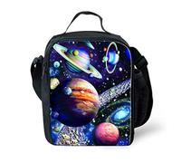 Amzbeauty Galaxy Planet Pattern Lunch Bag for School Kids Boys Girls Small Lunch Box Insulated Lunch Container with Adjustable & Removable Tote Bag
