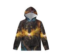 Amzbeauty Girl Casual Drawstring Sweatshirt Galaxy Wolf Long Sleeve Pullover Top Sweatshirt Teen Hoodie