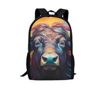 Amzbeauty Highland Cow Animal Print Girls School Backpack,17 inch Lightweight Carry On Backpack,Back to School Gifts