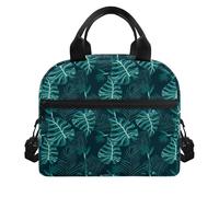 Amzbeauty Insulated Lunch Bag Portable Insulated Leakproof Soft Cooler Bag with Front Pocket for Kids Teens Boys Girl Durable Thermal Lunch Box for School Picnic Outdoor Leaves Print