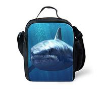 Amzbeauty Kids Back to School Lunch Bag Polyester Durable Insulated Reusable Lunch Box Bag Animal 3D Pattern(Big Shark)