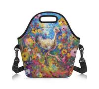Amzbeauty Kids Lunch Bag Crossbody Cooler Bag Adjustable Shoulder Strap Thermal Lunch Tote Men Women School Beach Camping Travel Running Ostrich Print