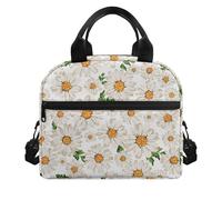 Amzbeauty Ladies Lunch Bag Portable Insulated Leakproof Soft Cooler Bag with Front Pocket for Kids Teens Boys Girl Durable Thermal Lunch Box for School Picnic Outdoor Daisy Print