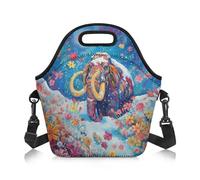Amzbeauty Ladies Lunch Bag Women Men Adjustable Shoulder Strap Portable Lunch Box Tote Bags Work Boys Girls School Picnic Travel Mammuthus Print
