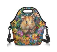 Amzbeauty Large Lunch Bag Insulated Adjustable Shoulder Strap Thermal Reusable Lunch Tote Meal Cooler Tote Crossbody Bags Food Sack Handbags for Girls Hamster Cute Print