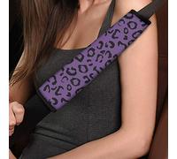 Amzbeauty Leopard Print Car Seat Belt Covers (Purple) Shoulder Seatbelt Pads Cover Protector Cushion Universal Soft Fit Most Auto Truck, SUV, Airplane