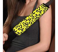 Amzbeauty Leopard Print Car Seat Belt Covers (Yellow) Shoulder Seatbelt Pads Cover Protector Cushion Universal Soft Fit Most Auto Truck, SUV, Airplane