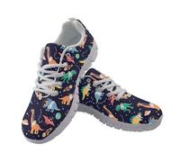 Amzbeauty Lightweight Walking Women Sneakers Casual Mesh Sport Shoes Breathable Ladies Fashion Jogging Shoes Space Dinosaur Print