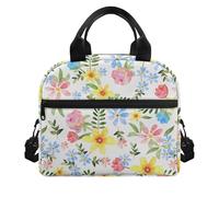 Amzbeauty Lunch Bag Adults Portable Insulated Leakproof Soft Cooler Bag with Front Pocket for Kids Teens Boys Girl Durable Thermal Lunch Box for School Picnic Outdoor Colorful Flower Print